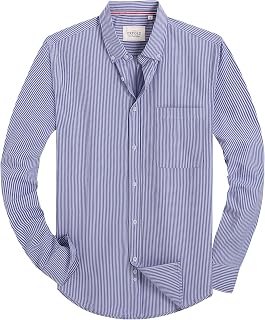 Alimens & Gentle Mens Solid Oxford Shirt Long Sleeve Dress Shirt Work Casual Button Down Shirts with Pocket