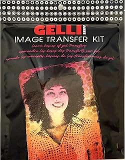 Gelli Arts 1 Gel Printing Plate Image Transfer Kit for Crafting Transfer Kit – Gelli Plate Set with Roller, Acrylic Paints & Laser Images for Mixed Media, Journaling, Collage & Printmaking Art