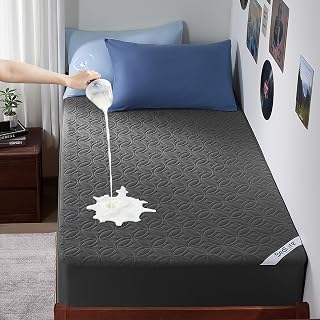 BEDLORE Waterproof Mattress Protector Twin XL with Deep Pocket 6"-15", Gray