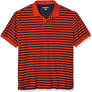 Nautica Men's Big and Tall Classic Fit Short Sleeve 100% Cotton Stripe Soft Polo Shirt