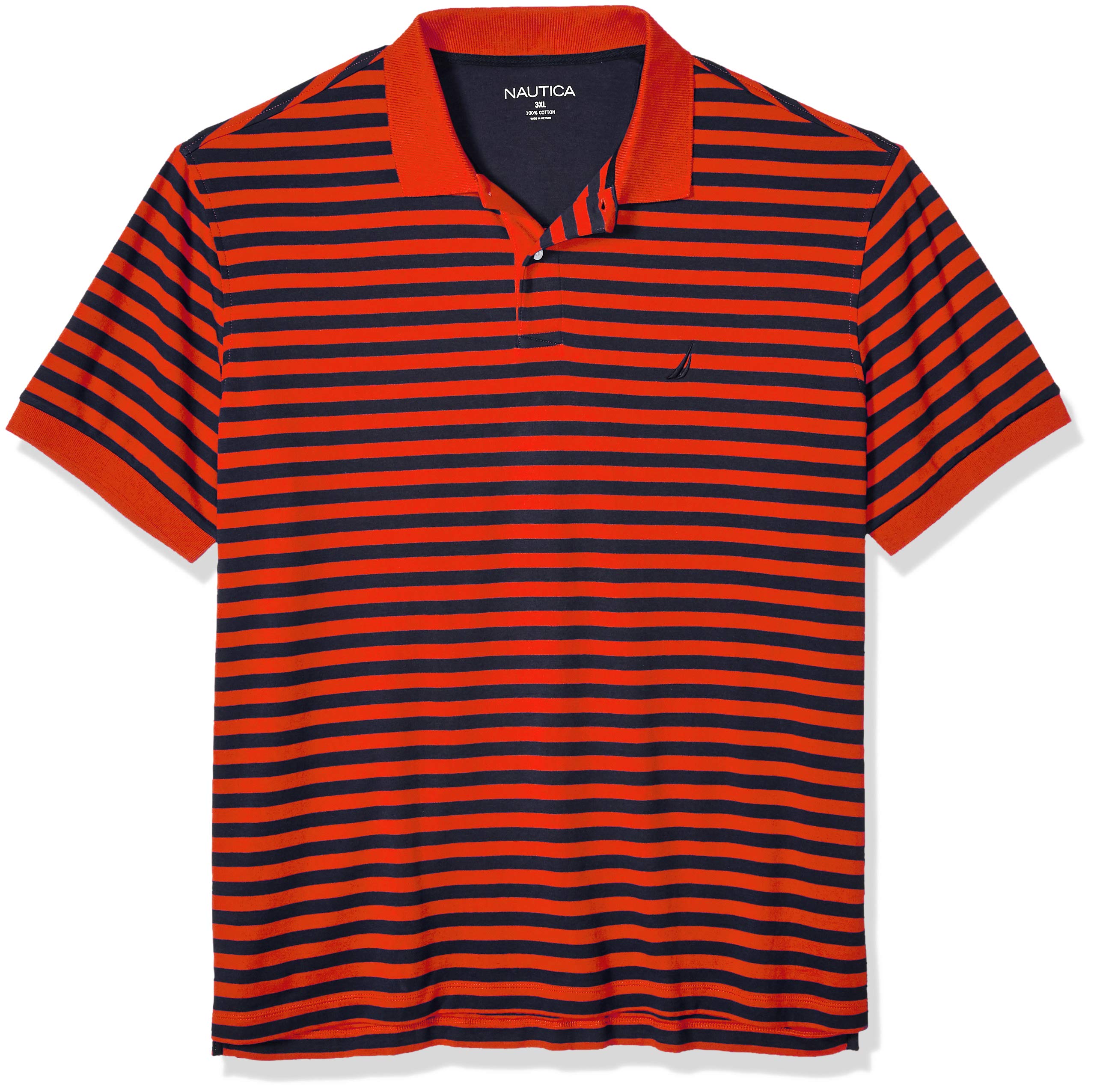 Nautica Men's Big and Tall Classic Fit Short Sleeve 100% Cotton Stripe Soft Polo