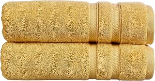 Christy Chroma Yellow Bath Sheets | Set of 2 | Highly Absorbent Heavyweight 675GSM | Bold and Bright | Soft Velvety Smooth Bathroom Shower Towels | 100% Cotton | Sustainably Made | Ochre