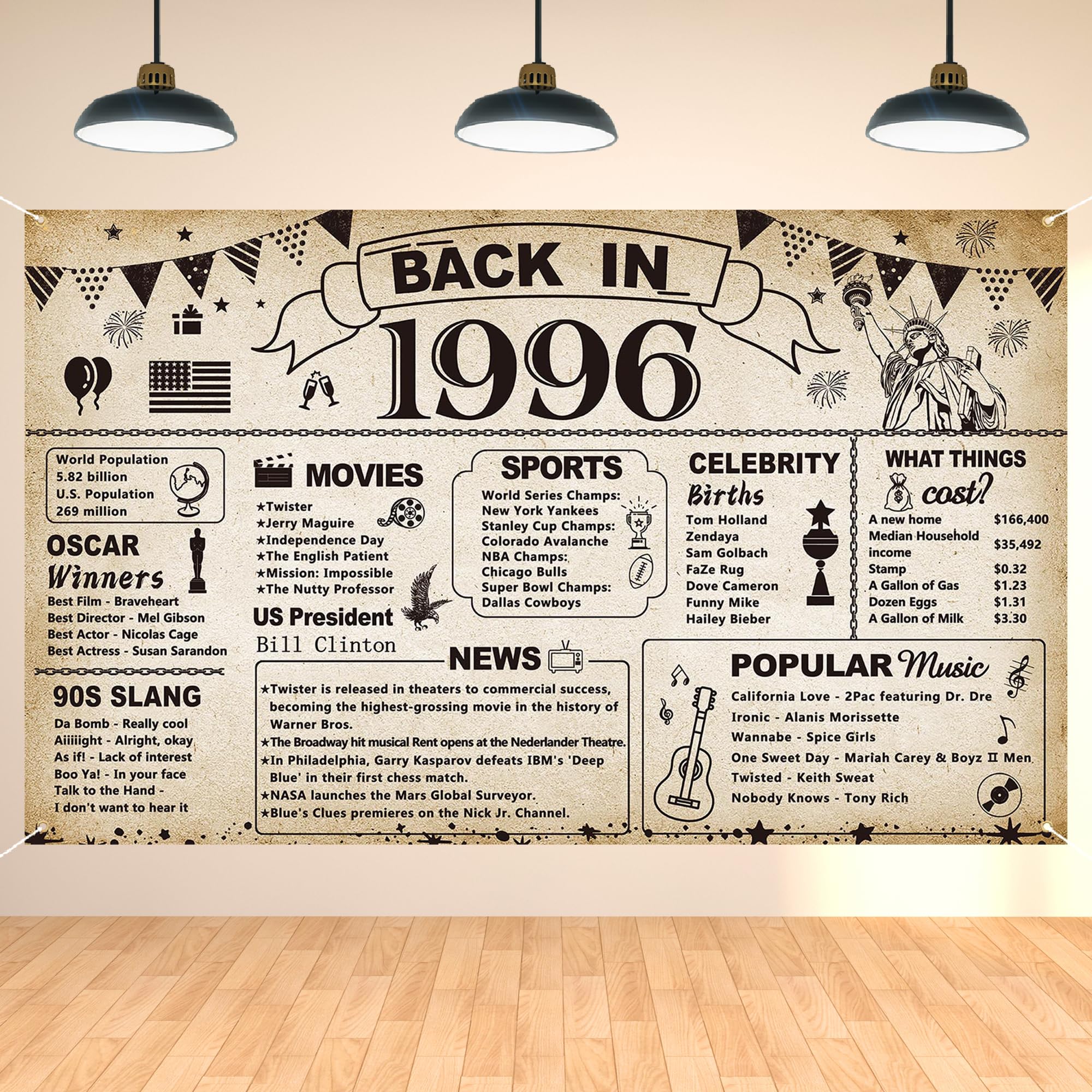 DARUNAXY 30th Birthday Party Decorations, Vintage Back in 1996 Banner