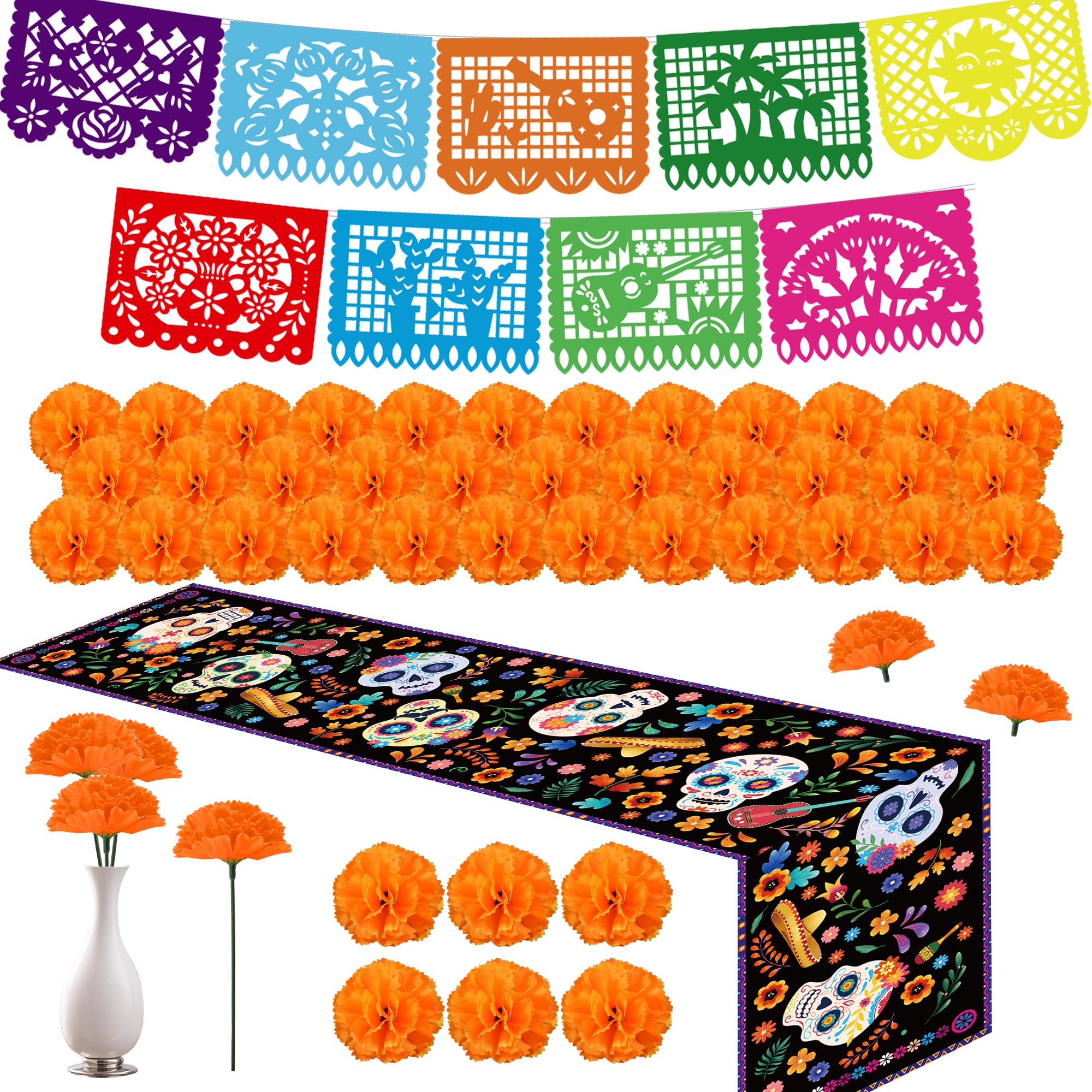 Dia De Los Muertos Decorations, Ofrenda Decorations for Altar, 2Pcs Papel Picado