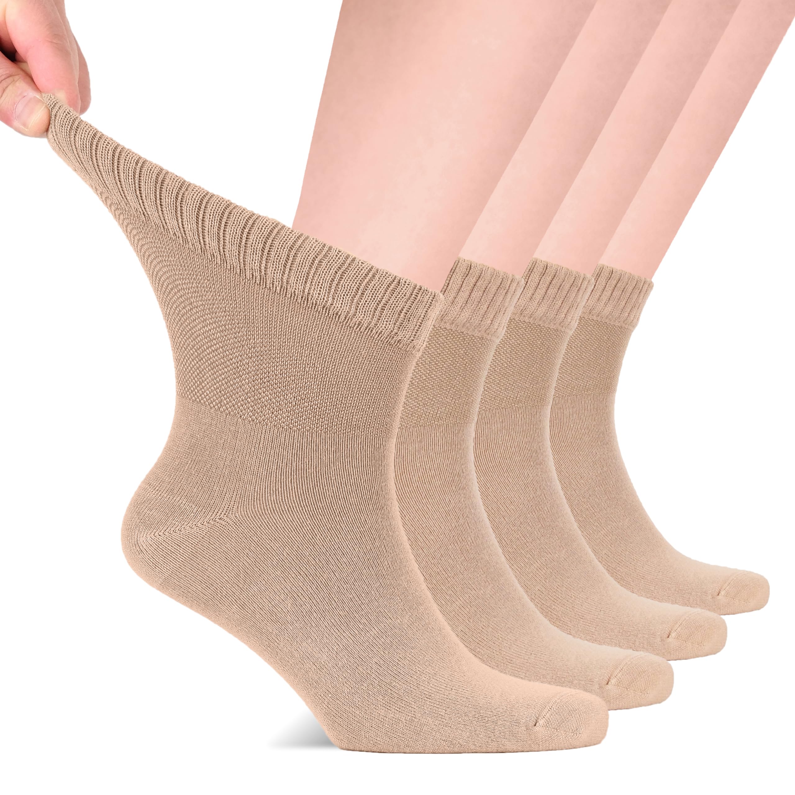 Hugh Ugoli Diabetic Ankle Socks for Men, Thin, Bamboo Extra-Wide, 4 Pairs