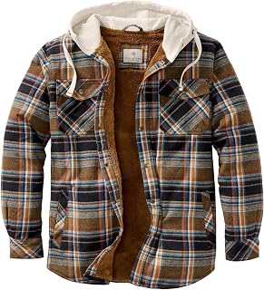 Legendary Whitetails Men's Hooded Shirt Jacket Plaid Flannel Berber Lined Polyfill Insulated Jacket