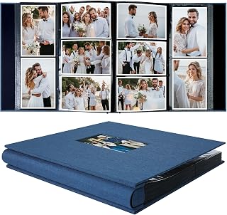Vienrose Fabric Cover Photo Album 4x6 Pictures 600 Pockets Memory Book with Front Window for Wedding Baby Family, Blue