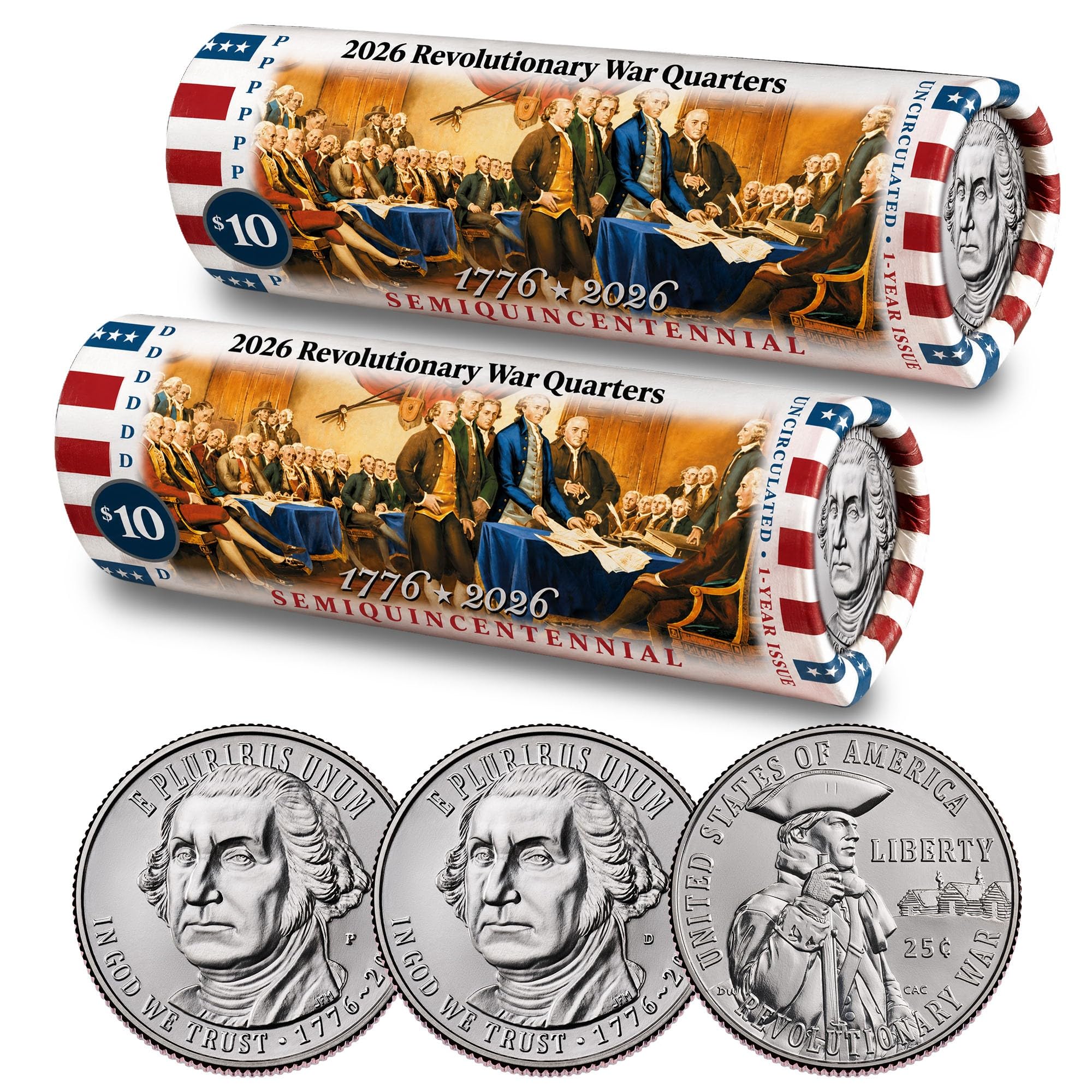 2026 P & D Set • Revolutionary War Quarter Declaration of Independence DOI Coin 