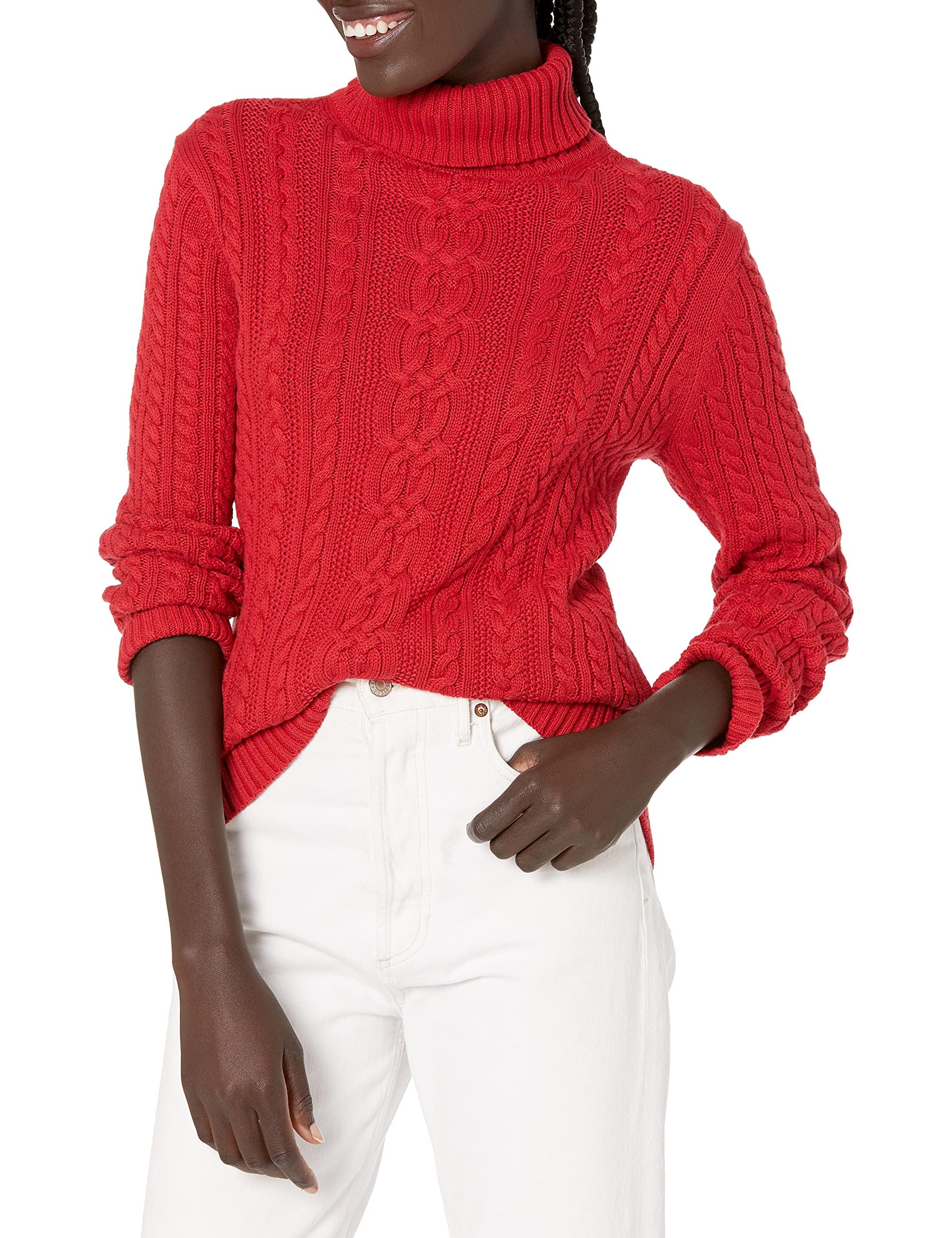 Amazon Essentials Women's Lightweight Cable Knit Turtleneck Jumper, Available in