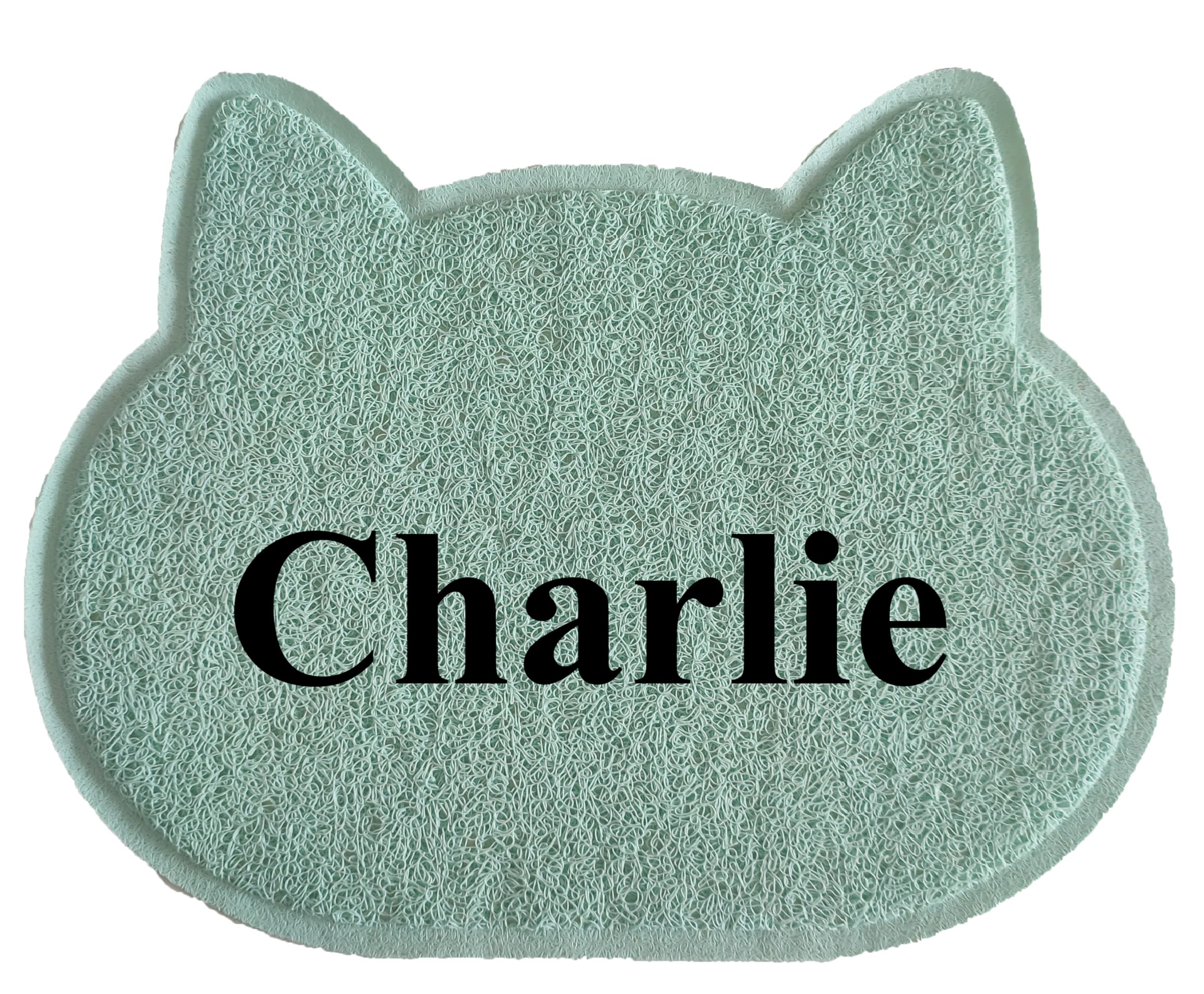 Personalised Cat Feeding Mat, Cats Gift, Cat Present (Green)