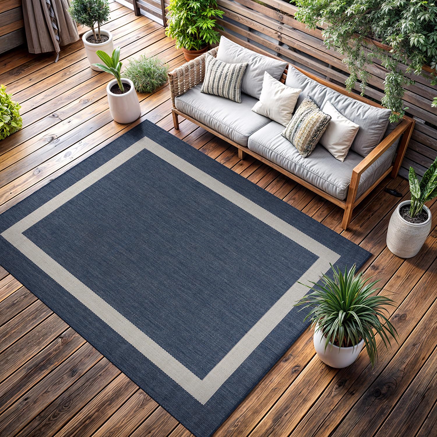 CAMILSON Outdoor Rug 5x7, Modern Outside Rugs for Patios Porches Waterproof Dura