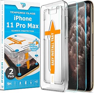 Power Theory Designed for iPhone 11 Pro Max Screen Protector Tempered Glass [9H Hardness], Easy Install Kit, 99% HD Bubble Free Clear, Case Friendly, Anti-Scratch, 2 Pack