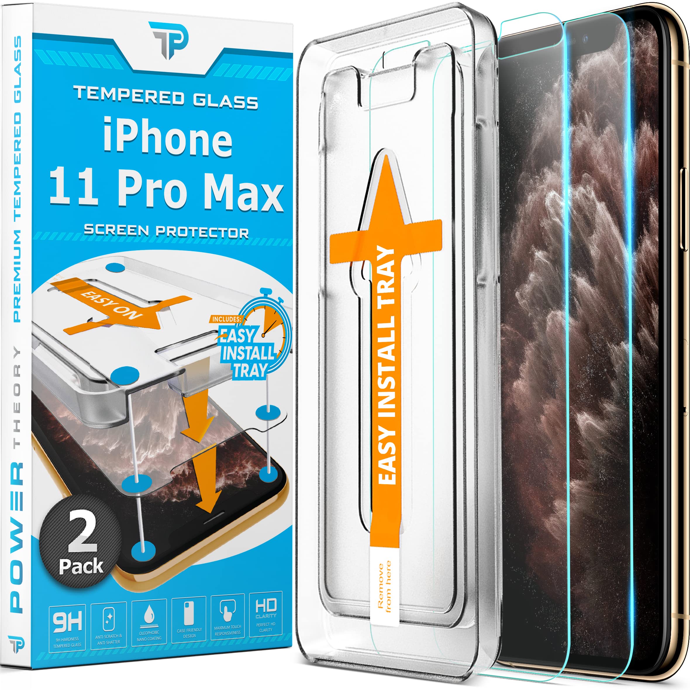 Power Theory Designed for iPhone 11 Pro Max Screen Protector Tempered Glass [9H 