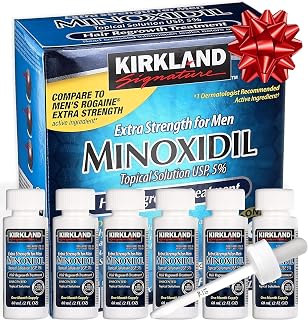 Minoxidil Liquid Extra Strength Hair Regrowth Treatment for Men, 5% Topical Solution, 6 Months Supply - Dropper Applicator and Bonus Free Instructional Guide Included