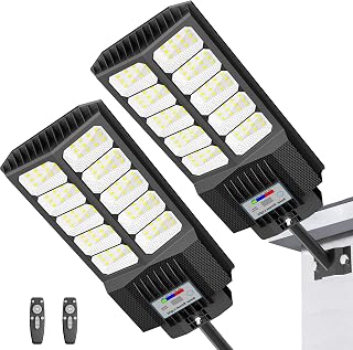 IOBZSM Solar Street Lights Outdoor Waterproof 6500W Solar Flood Lights Dusk to Down with Motion Sensor for Parking Lot, Outdoor Street Light Solar Powered 7000K for Yard Patio and Walkway