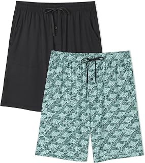DAVID ARCHY Cloud-Soft Mens Pajama Shorts, 2 Pack Sleep Shorts