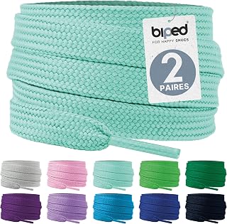 biped Laces 2 Pairs of Flat Polyester Laces, Width 10 mm, Laces for Trainers and Sports Shoes, Tear-Resistant and Washable Z2913