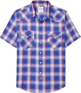 Dubinik® Bamboo Fibre Short Sleeve Shirt Men's Casual Shirts For Men Poppers Cowboy Vintage Western Comfort Checked Shirt