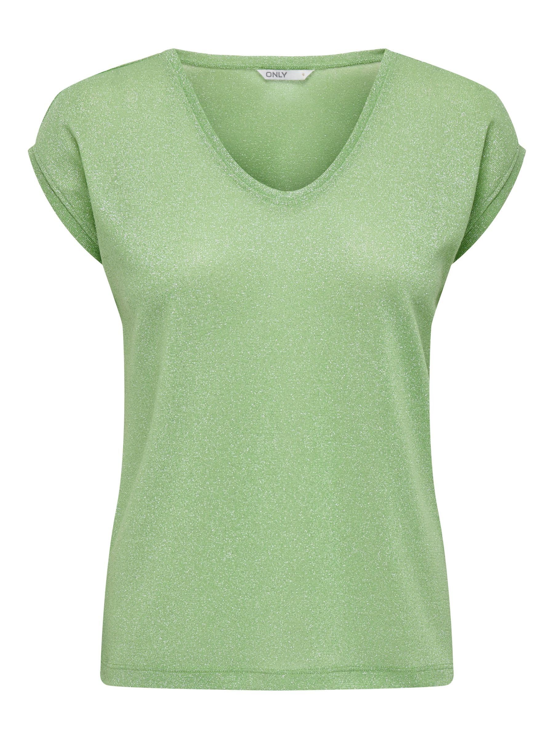 ONLY Onlsilvery S/S V Neck Lurex Top Jrs Noos T-Shirt for Women
