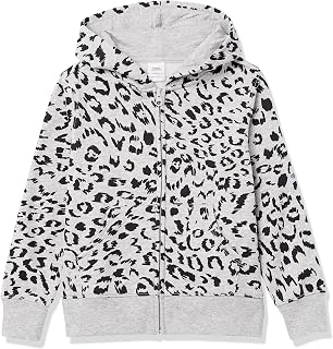 Amazon Essentials Girls and Toddlers' Fleece Zip-Up Hooded Sweatshirt with Lined Hood and Rib Knit Detail