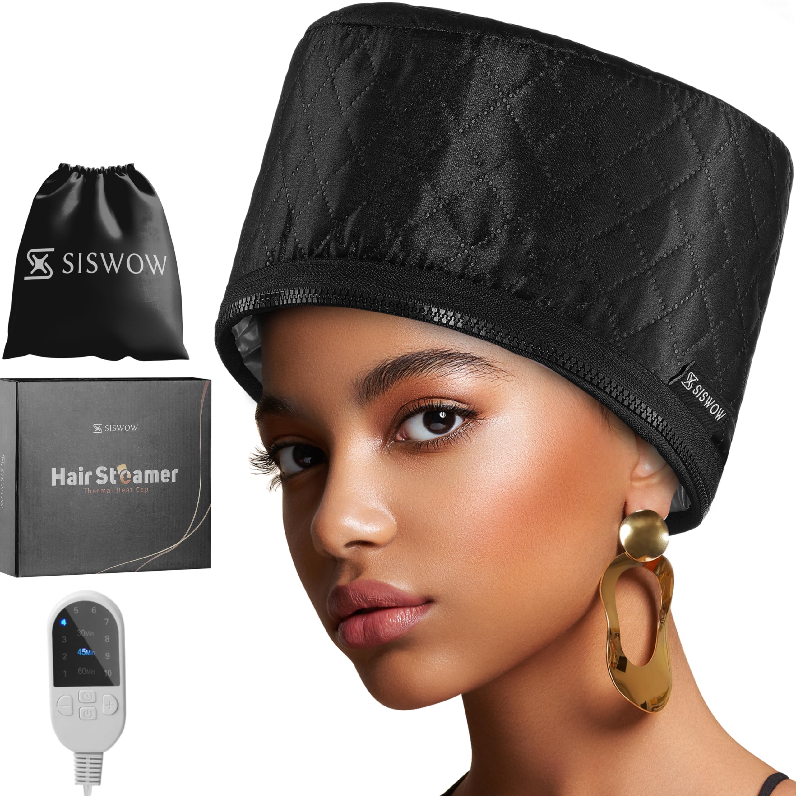 Hair Steamer for Natural Hair Home Use w/10-level Heats Up Quickly, Heat Cap for