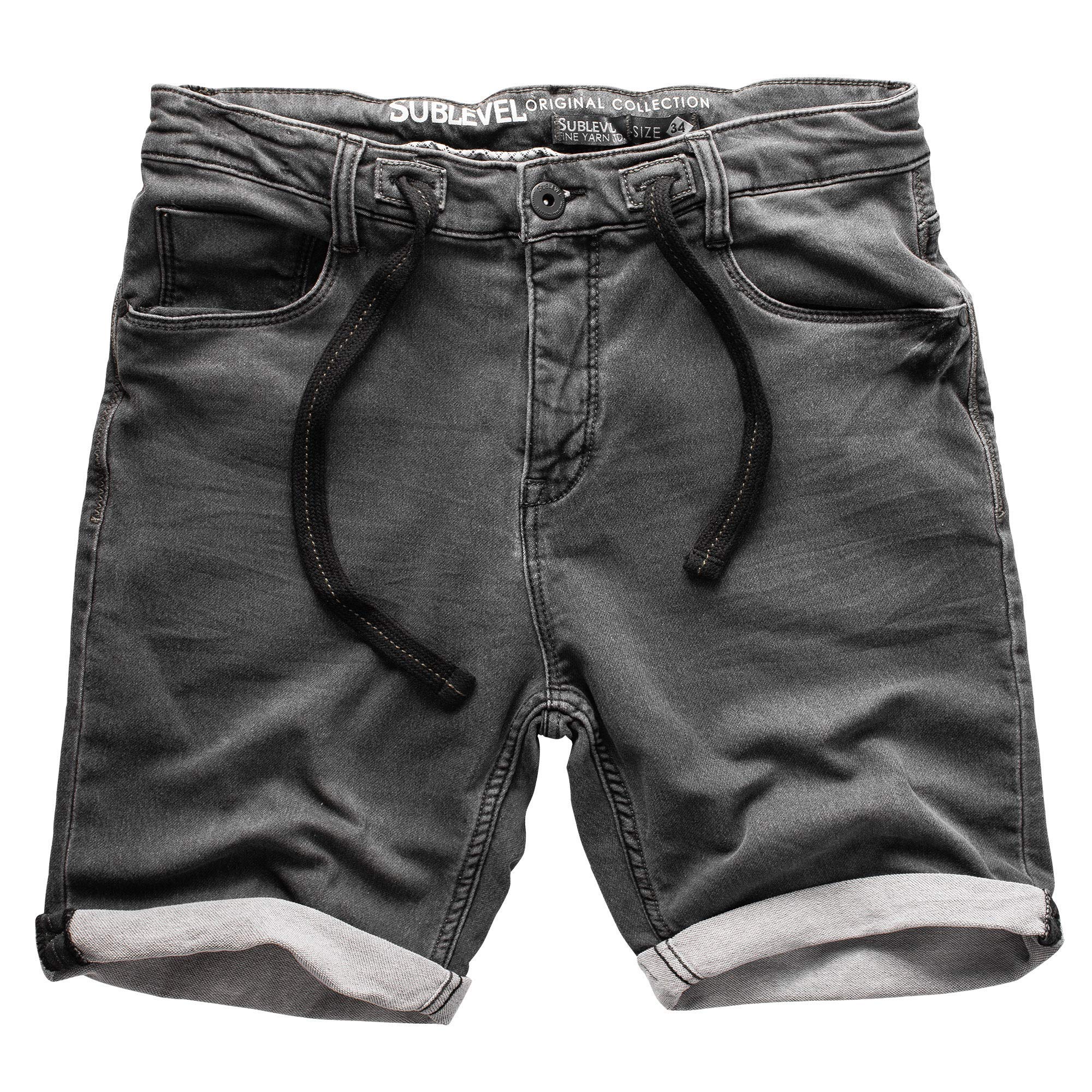 Sublevel Herren Sweat Jeans Shorts – Kurze Denim Jogginghose mit Stretchbund Kor
