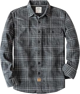 Dubinik® 6 oz Flannel Shirt for Men Long Sleeve Button Down Cotton Plaid