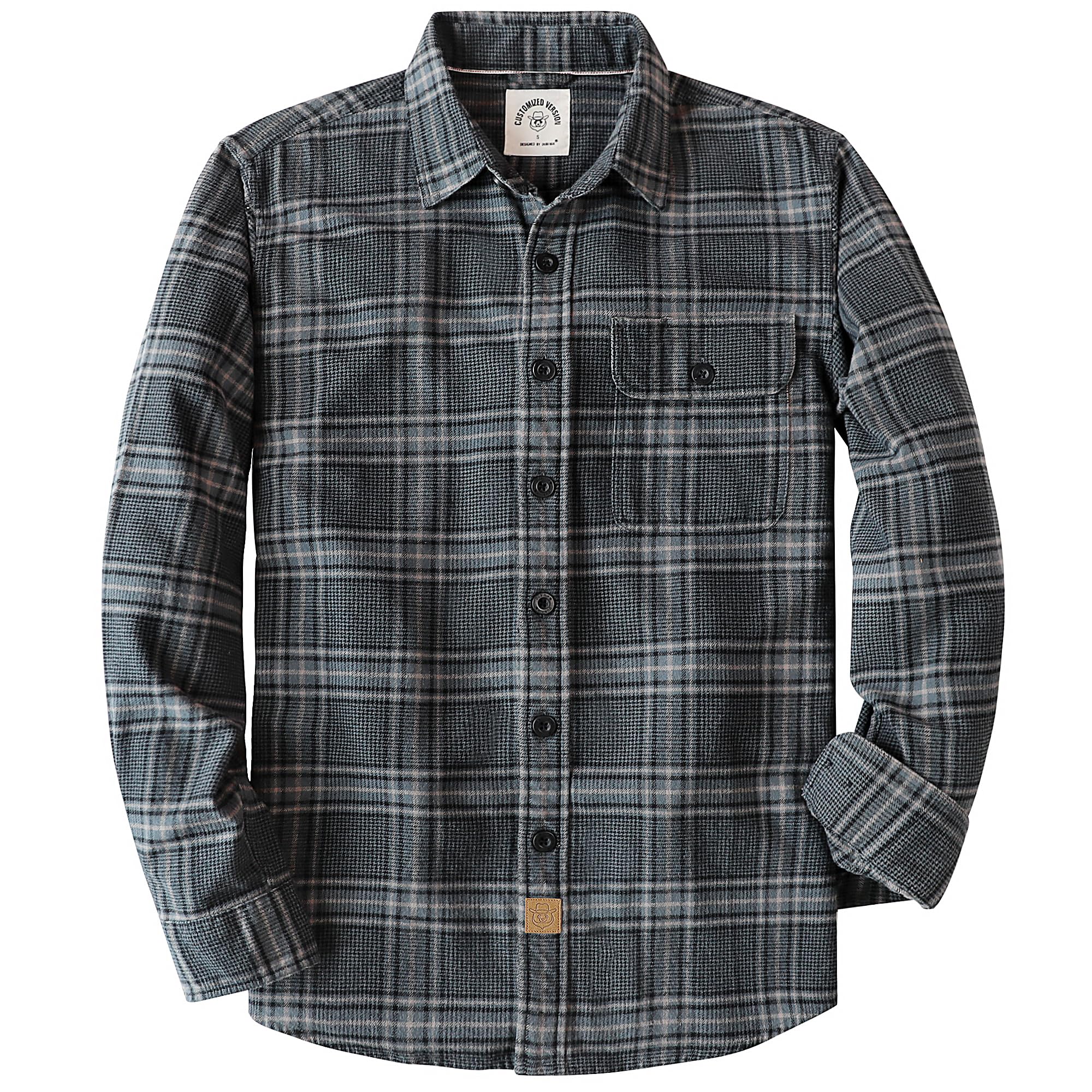 Dubinik® 6 oz Flannel Shirt for Men Long Sleeve Button Down Cotton Plaid