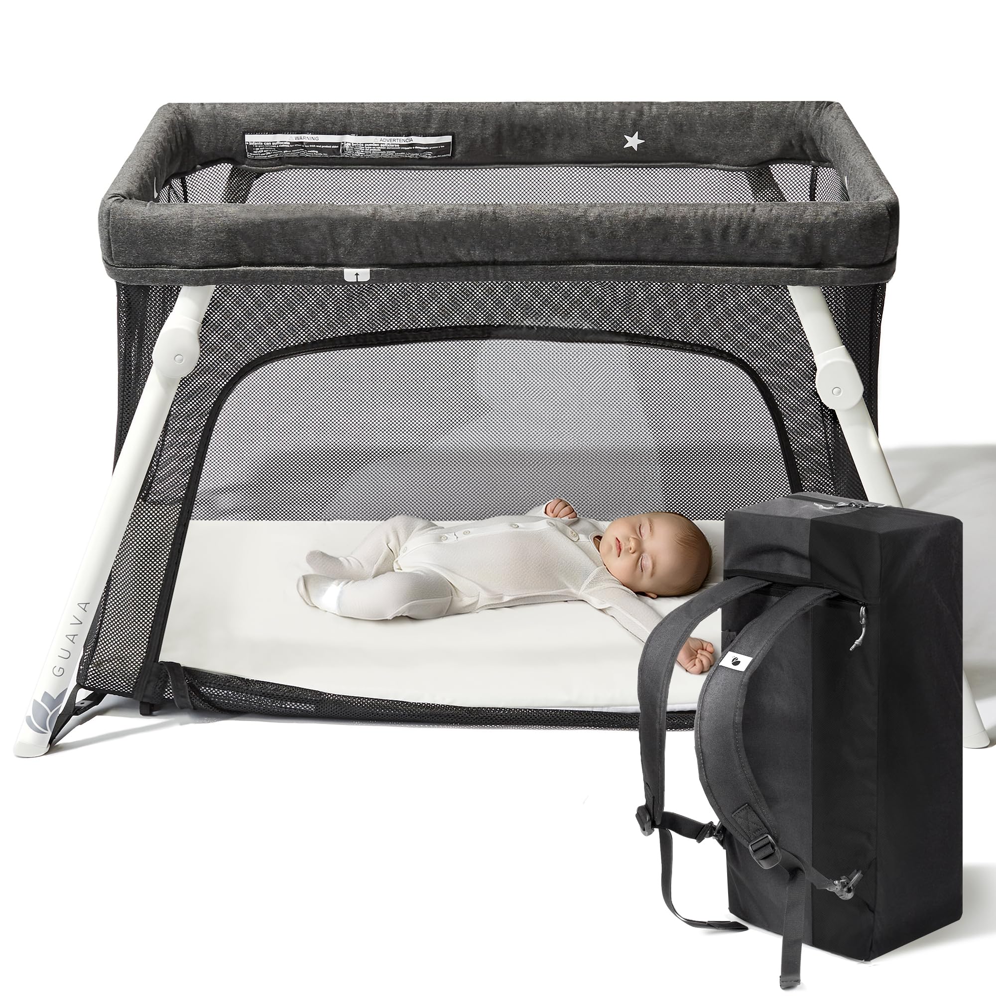 Guava Lotus Travel Crib with Lightweight Backpack Design | Baby Travel Bed | Cer