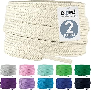 biped Laces 2 Pairs of Flat Polyester Laces, Width 10 mm, Laces for Trainers and Sports Shoes, Tear-Resistant and Washable Z2913