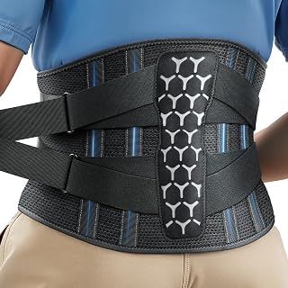 RAKIIE Back Braces for Lower Back Pain, Lumbar Support for Men & Women, Breathable Soft Mesh Fabric and 7 Stays All-round Support, Back Support With Lumbar Support Pad for Home & Lifting at Work, Gray Size L (Waist: 39.4"-45.3")