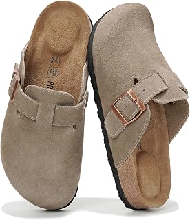 Project Cloud 100% Genuine Leather Womens Cork Footbed Clogs for Women | Memory Foam Arch Support Slippers for Women; Trendy Slip-On Women's Mules & Clogs Sandals with Durable Outsole for Comfort