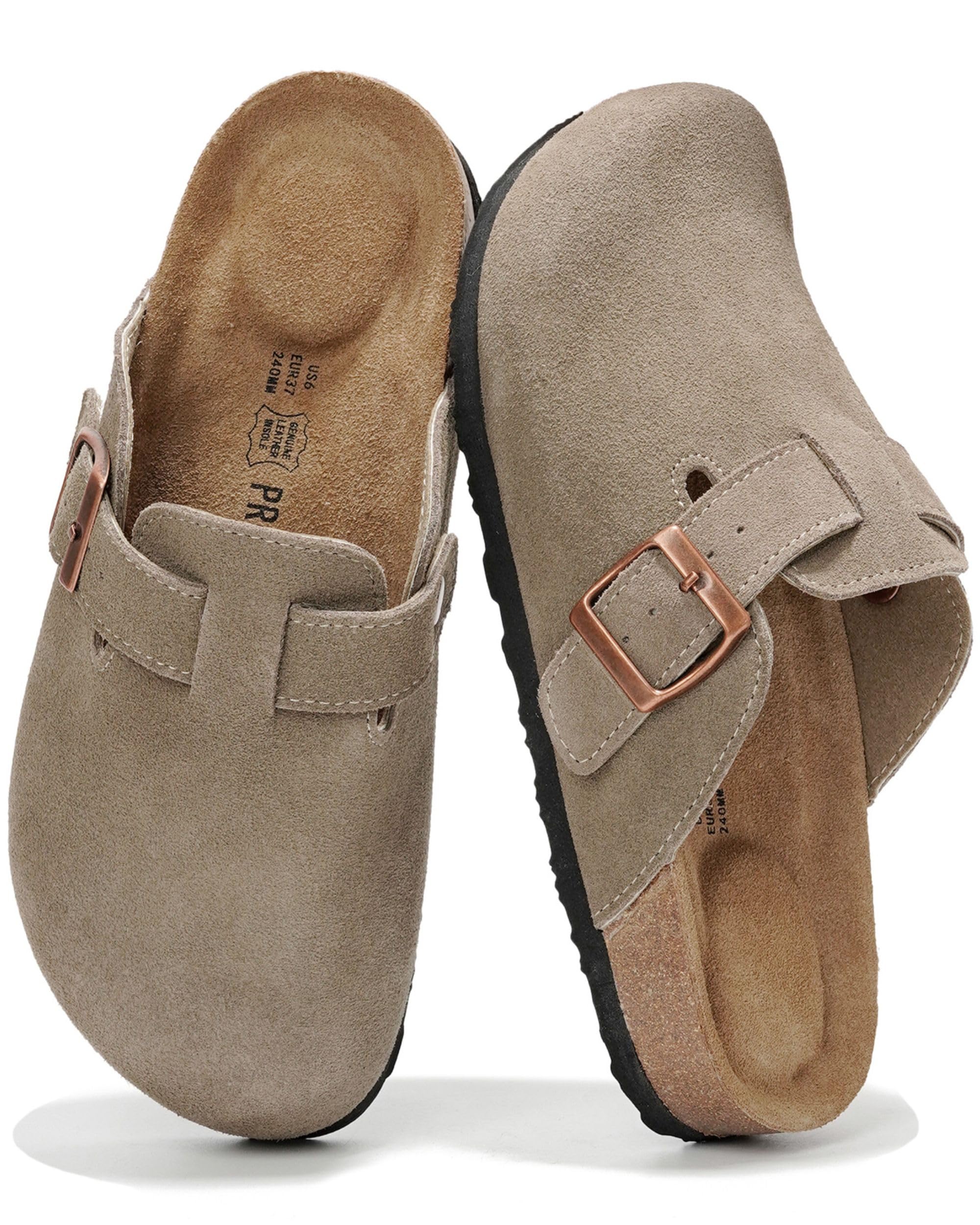 Project Cloud 100% Genuine Leather Womens Cork Footbed Clogs for Women | Memory 