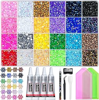 LOTWOW 40000 Pcs Resin Jelly Rhinestones for Bedazzling, All-in-One Kit | Muticolors 3mm Flatback Rhinestones with 4 Pcs B7000 Jewelry Glue & Tools for DIY Arts & Crafts Gifts