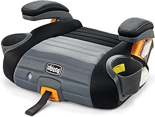 Chicco GoFit ClearTex Plus Backless Booster Seat, Lower Anchor Attachment | ErgoBoost Ultra-Comfort Foam Padding, Built-in Carry Handle, Shoulder Belt Clip, Washable ClearTex Fabrics, Obsidian