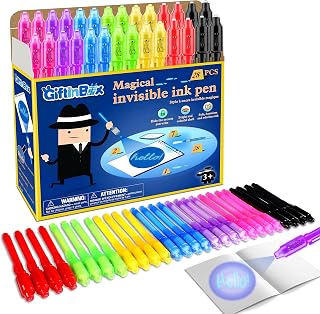 GIFTINBOX Invisible Ink Pen, 28PCS Spy Pen for Kids with UV Light Magic Marker for Secret Message, Valentines Party Favors Set for Kids, Classroom Prize Exchange Gift for Students,Valentines Gifts