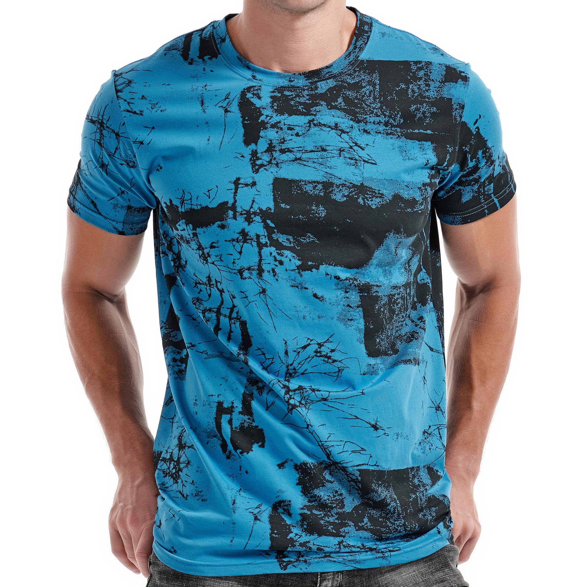 RONOMO Herren T-Shirt 95% Baumwolle 5% Spandex, Mikroelastik, Hautfreundlich