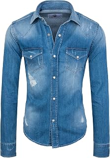 Rock Creek Men's Denim Shirt, Regular Fit, Long Sleeve, Denim Blue, S-XXL