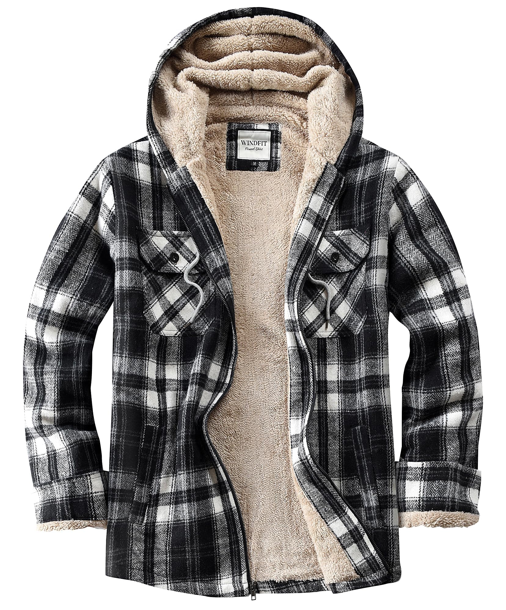 WINDFIT Womens Fleece Flannel Jacket Full Zip Plaid Sherpa Lined Jacket for Wome
