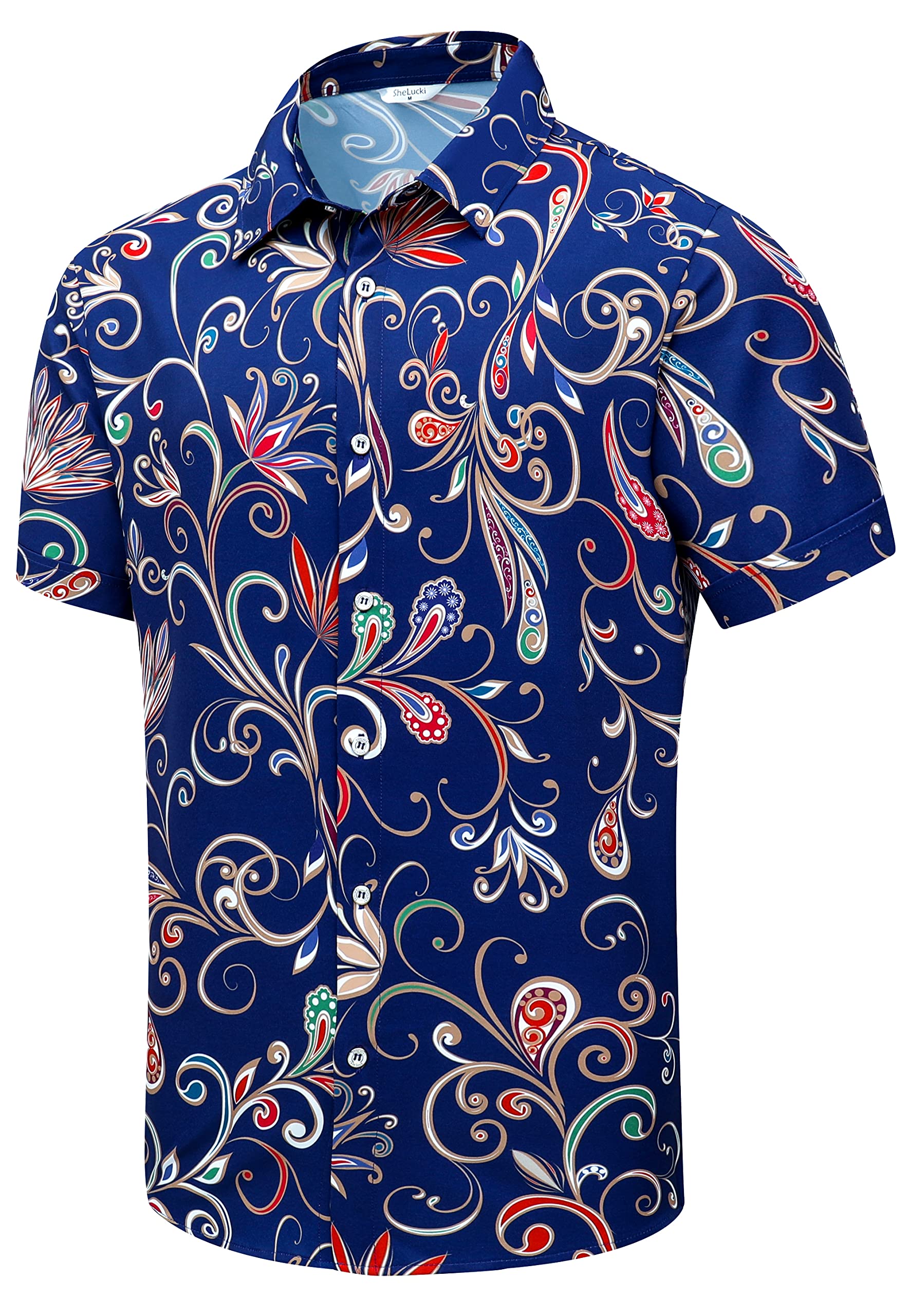 SheLucki Hawaiian Shirt for Men, Unisex Summer Beach Casual Short Sleeve Button 
