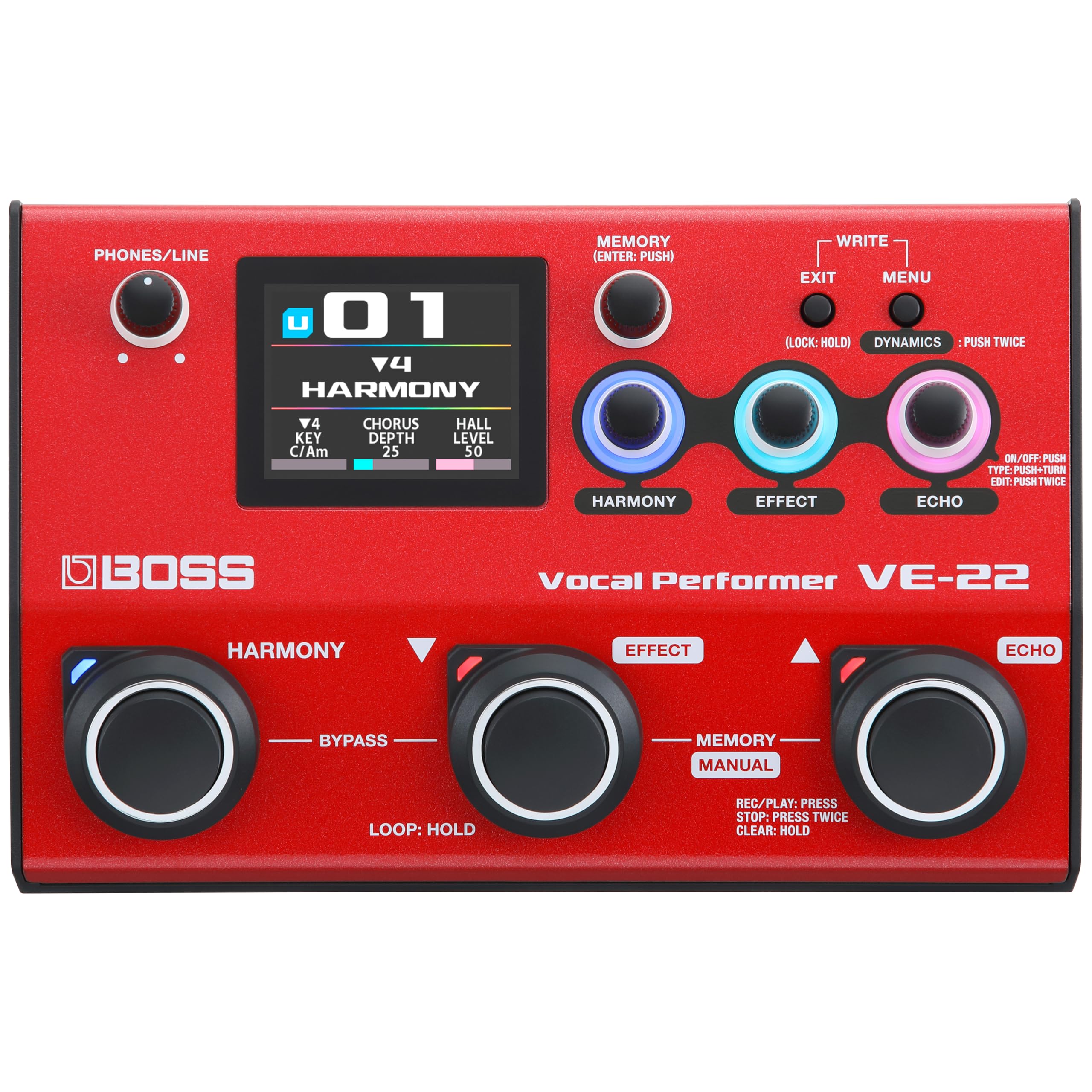 BOSS VE-22 Vocal Performer | Advanced Multi-Effects Processor for Singers | Powe