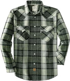 Dubinik® 6 oz Flannel Shirt for Men Pearl Snap Western Cowboy Long Sleeve