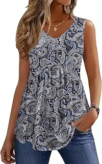 Zeagoo Canotte da donna 2026 estate fluide peplo casual scollo a V Babydoll top senza maniche S-3X