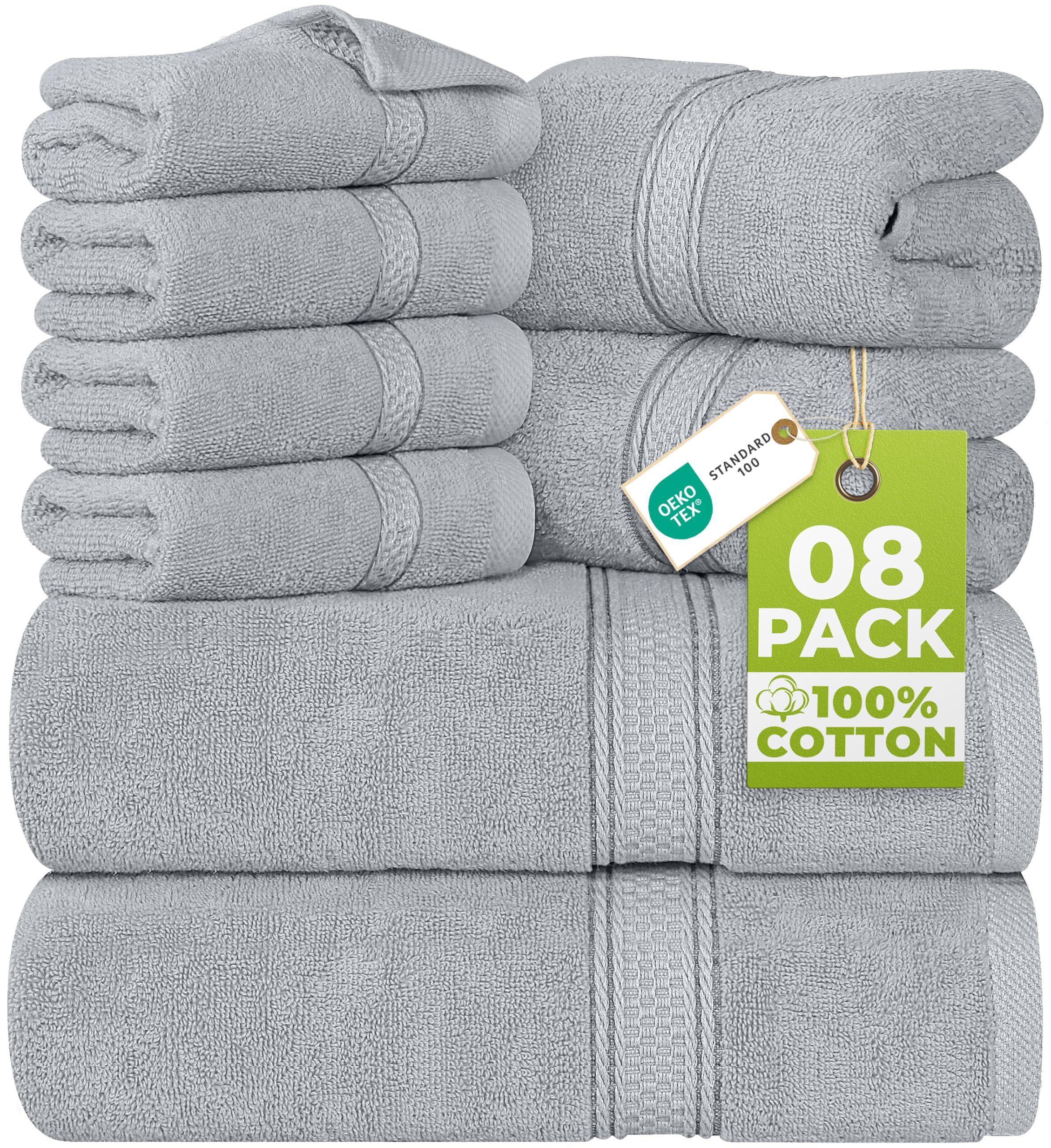 Utopia Towels 8-Piece Towel Set Cool Grey