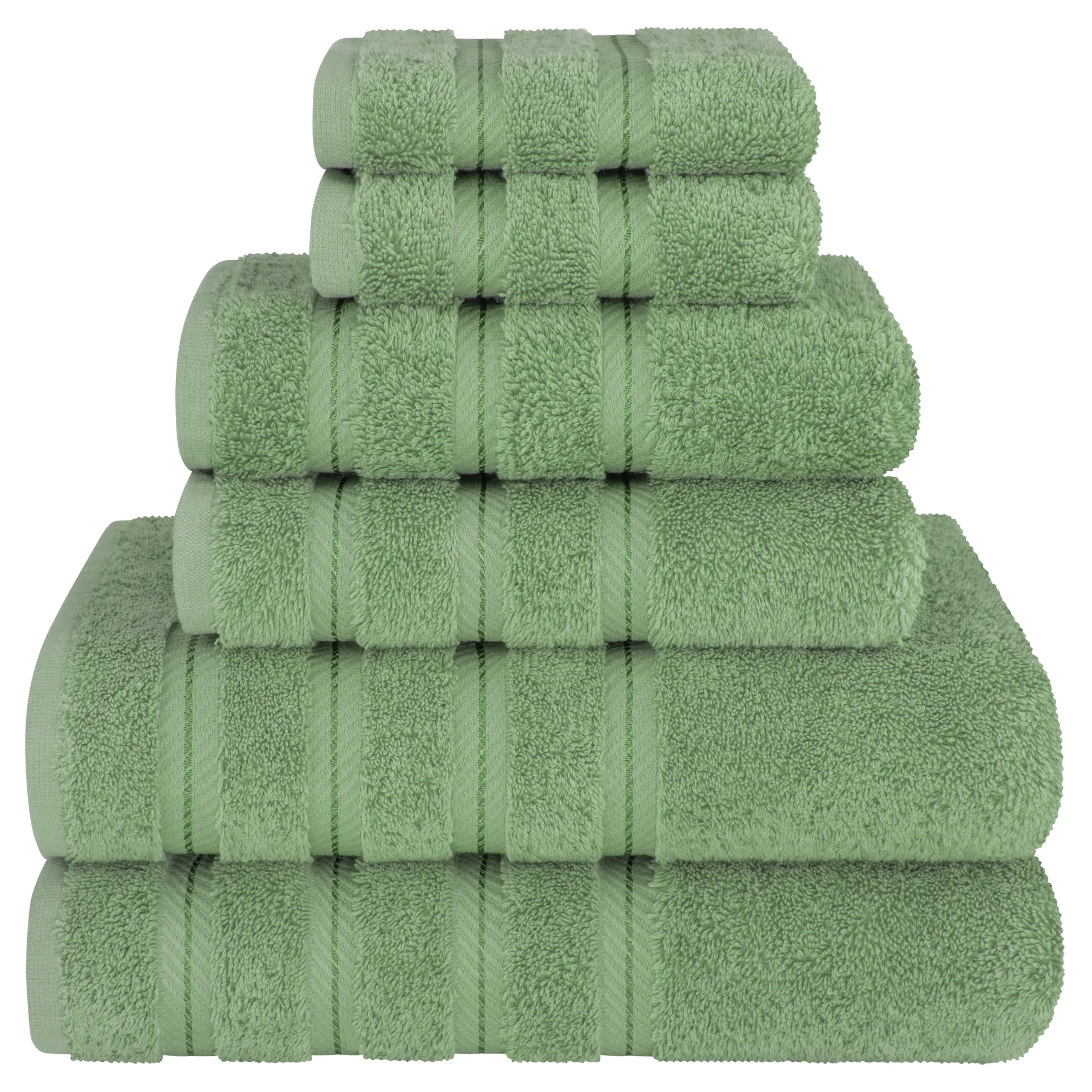American Soft Linen 100% Carde Cotton 6 Piece Towel Set, 590 GSM Heavy Weight So