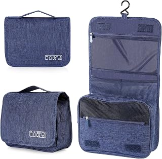 AiQInu Trousse de Toilette, Pliable Grande Trousse de Toilette Voyage pour Hommes et Femmes,Multifonction Imperméable Sac Cosmétique Organisateur de Voyage avec Crochets
