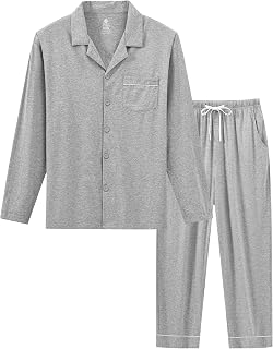 MoFiz Men's Long Cotton Pyjama Set Button Placket Leisure Suit