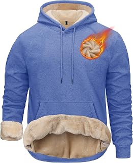 TACVASEN Men's Pullover Hoodie Thick Sherpa Lined Kangaroo Pocket Winter Windproof Warm Fleece Hoodie Athletic Sweatshirts