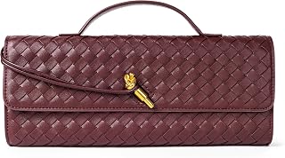 Joryin Woven Purse for Women Evening Clutch Woven Leather Handbags Crossbody Bag Purse Formal Evening Bag, Vegan Leather