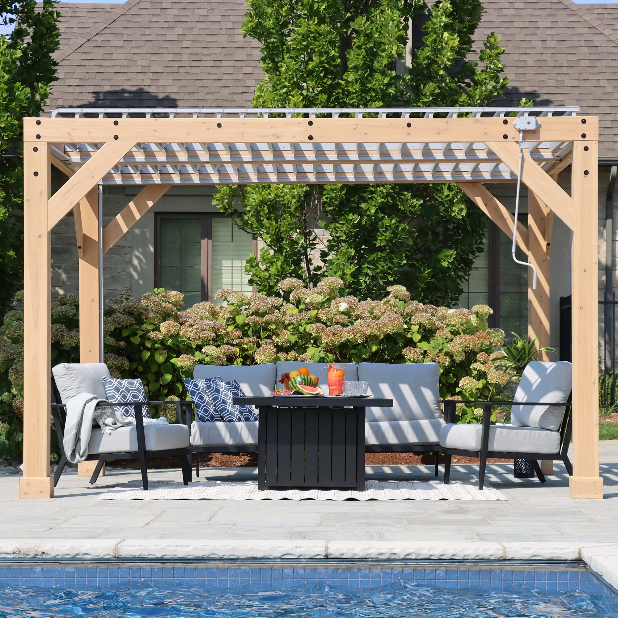 Yardistry 10 x 12 Meridian Louvered Room, Wooden Frame with Aluminum Louvered Pa